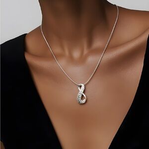 Elegant 925 Silver Diamond Infinity Pendant Necklace